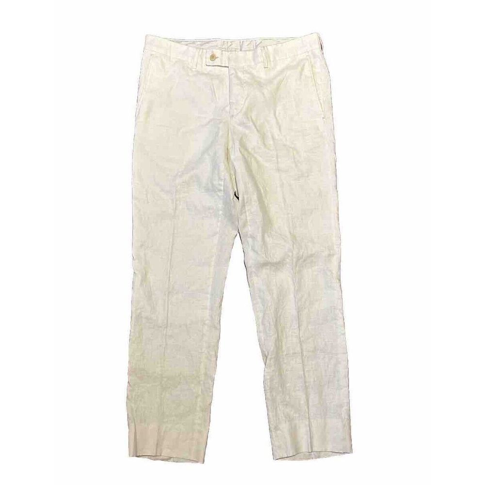 Ingram Linen Pants Men's Size 34 Chinos Ivory Off White Breathable‎ Lightweight